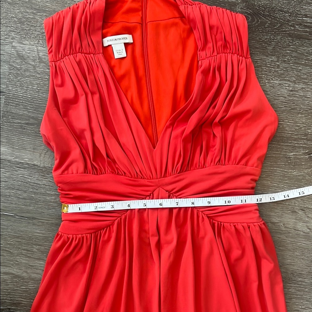 Boston Proper Orange-Red Ruched Dress - Picture 9 of 10